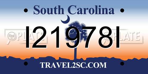 I21978I South Carolina License Plate