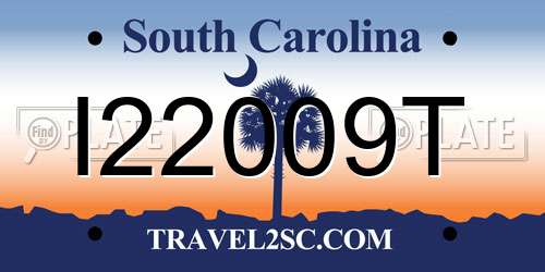 I22009T South Carolina License Plate