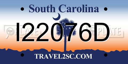 I22076D South Carolina License Plate