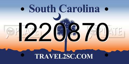 I220870 South Carolina License Plate