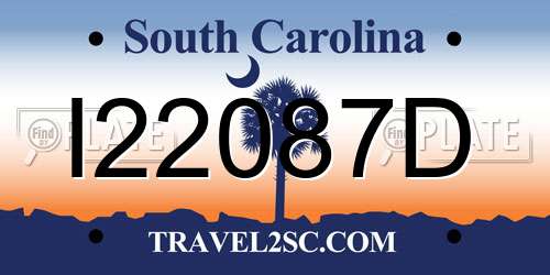 I22087D South Carolina License Plate