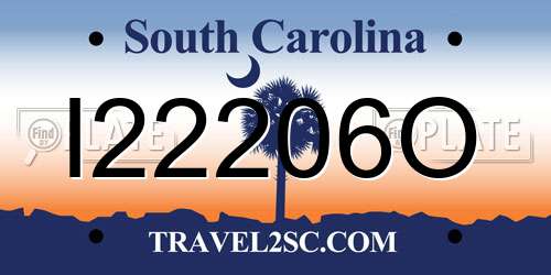 I22206O South Carolina License Plate