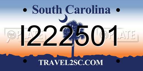 I222501 South Carolina License Plate