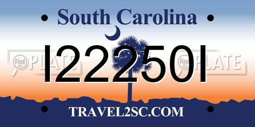 I22250I South Carolina License Plate