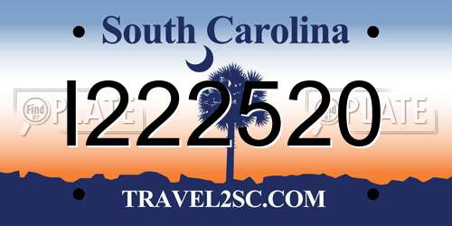 I222520 South Carolina License Plate