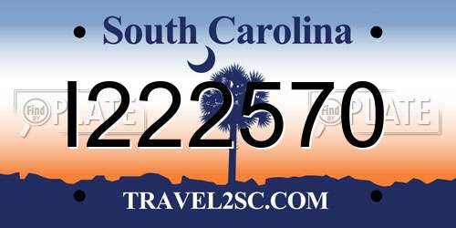 I222570 South Carolina License Plate