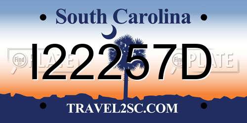 I22257D South Carolina License Plate