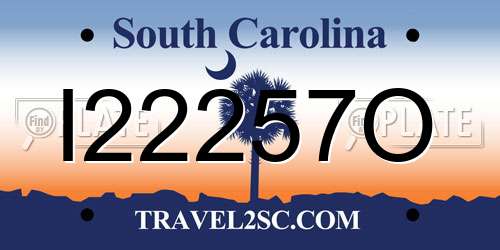 I22257O South Carolina License Plate