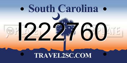 I222760 South Carolina License Plate