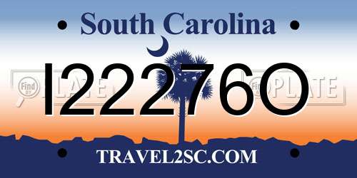 I22276O South Carolina License Plate