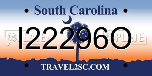 I22296O South Carolina License Plate