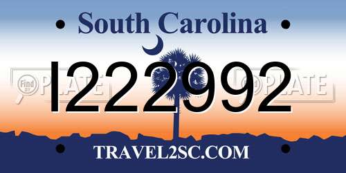 I222992 South Carolina License Plate