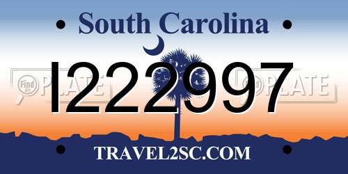 I222997 South Carolina License Plate