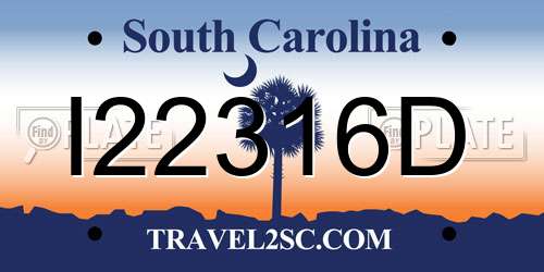 I22316D South Carolina License Plate