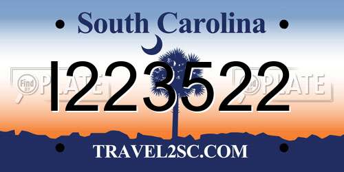 I223522 South Carolina License Plate