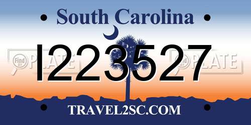 I223527 South Carolina License Plate