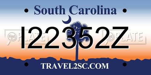 I22352Z South Carolina License Plate