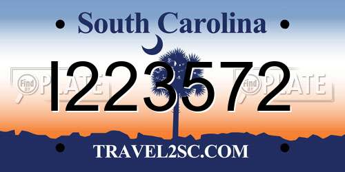 I223572 South Carolina License Plate