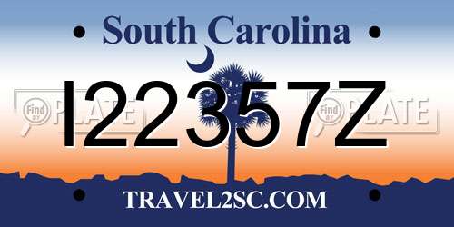 I22357Z South Carolina License Plate