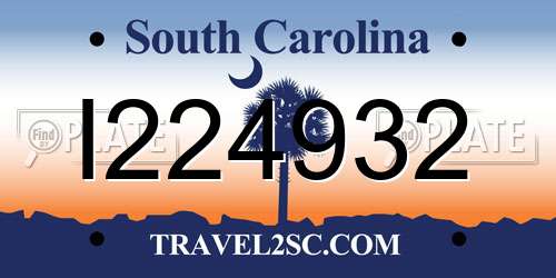 I224932 South Carolina License Plate