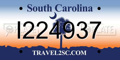 I224937 South Carolina License Plate