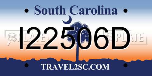 I22506D South Carolina License Plate