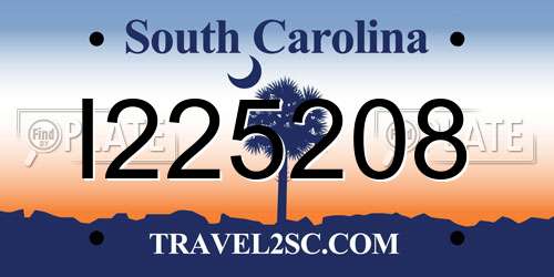I225208 South Carolina License Plate