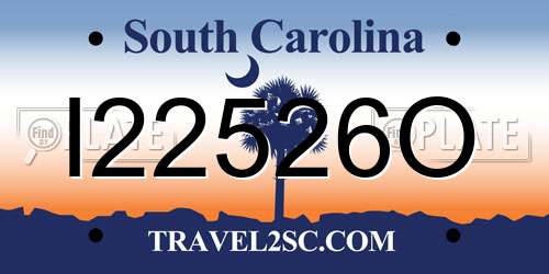 I22526O South Carolina License Plate