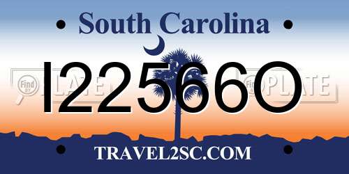 I22566O South Carolina License Plate