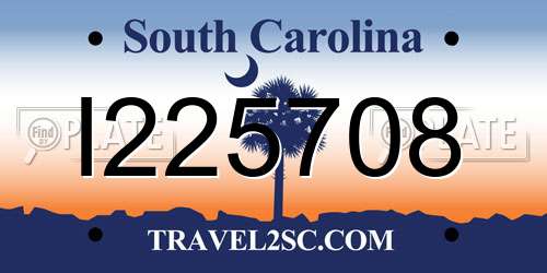 I225708 South Carolina License Plate