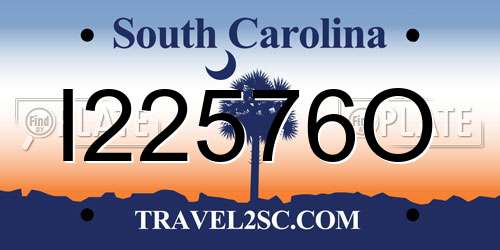 I22576O South Carolina License Plate