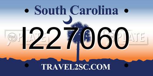 I227060 South Carolina License Plate