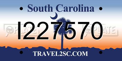 I227570 South Carolina License Plate