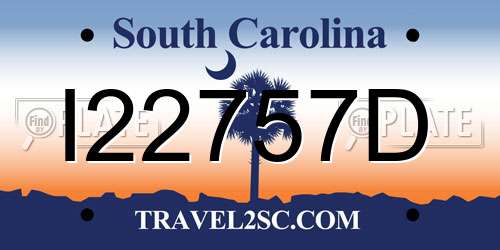 I22757D South Carolina License Plate