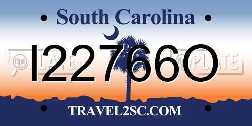 I22766O South Carolina License Plate