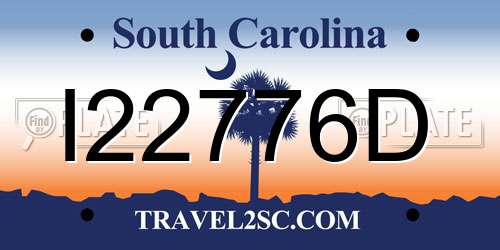 I22776D South Carolina License Plate