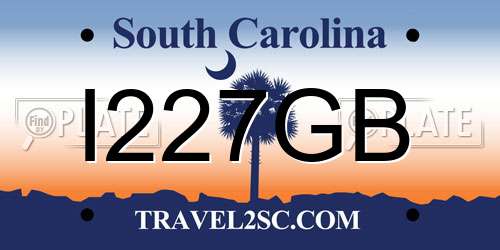 I227GB South Carolina License Plate