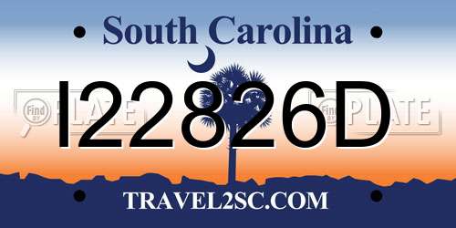 I22826D South Carolina License Plate