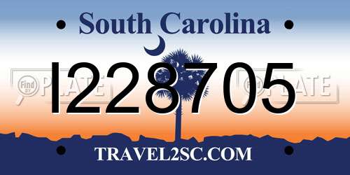 I228705 South Carolina License Plate