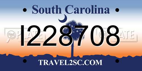 I228708 South Carolina License Plate
