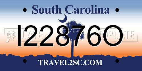 I22876O South Carolina License Plate
