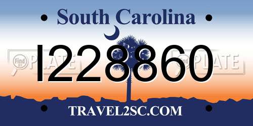 I228860 South Carolina License Plate