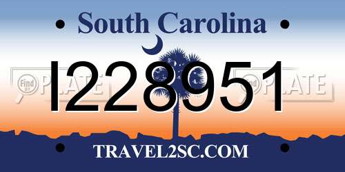 I228951 South Carolina License Plate