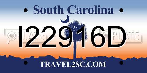 I22916D South Carolina License Plate
