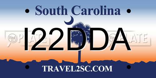 I22DDA South Carolina License Plate