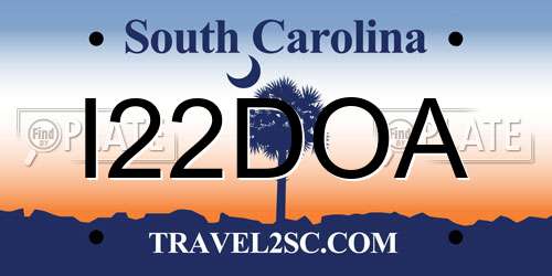 I22DOA South Carolina License Plate