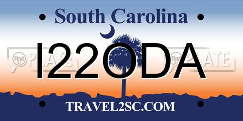 I22ODA South Carolina License Plate