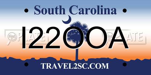 I22OOA South Carolina License Plate