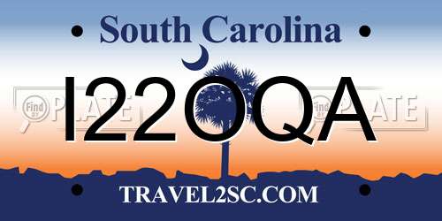 I22OQA South Carolina License Plate