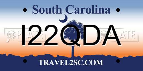 I22QDA South Carolina License Plate